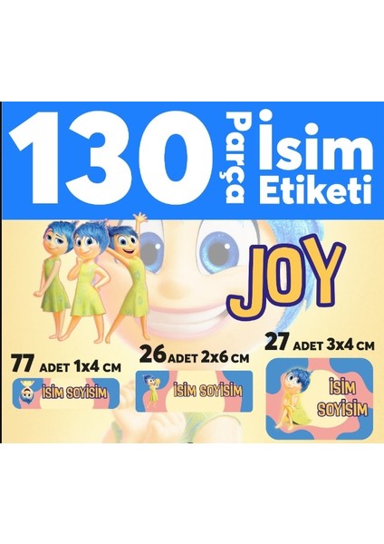 Okul Etiketi Kalem Defter Etiketi Terz Yüz Neşe Özel Isim Yazılabilen Etiket - 130 Adet