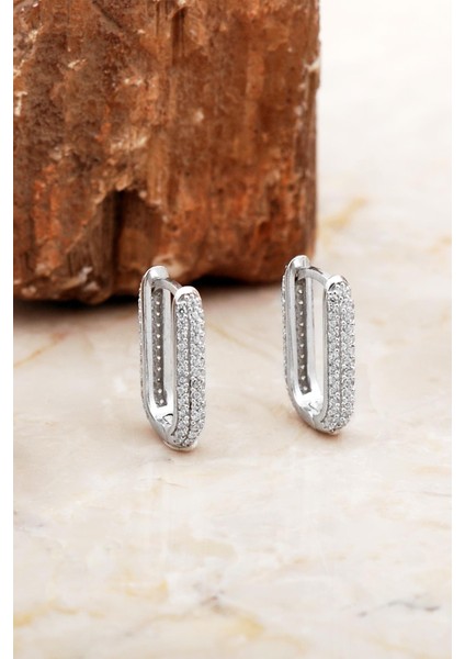 Tamtur Taşlı Rodyumlu Dikdörtgen Gümüş Küpe 7011 fiyatları