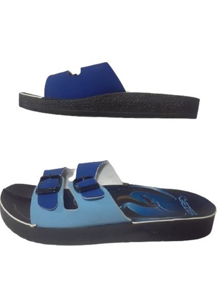 Erkek Lacivert-Mavi Çift Tokalı Günlük Şık Terlik GEEZR60-06 indirimleri