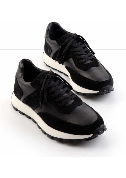 Siyah Siyah Nubuk Hakiki Deri Erkek Sneaker E01401061101