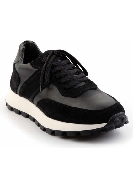 Siyah Siyah Nubuk Hakiki Deri Erkek Sneaker E01401061101