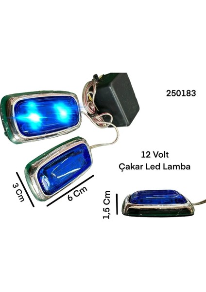 12 Volt Mavi LED Çakar Lamba Panjur Içi Ayak Altı Araç Iç ve Dış Uyumlu Çakar Lamba 2li