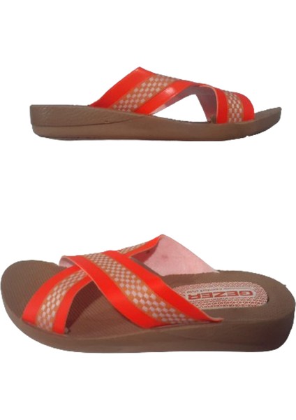 Kız Çocuk Turuncu Çapraz Ultra Hafif Günlük Şık Terlik GEEZR85-06