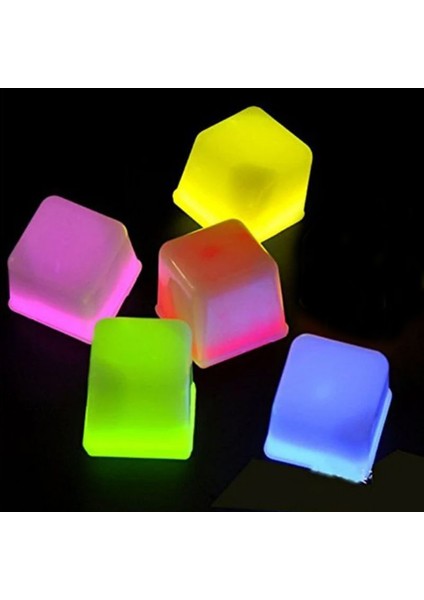 Glow Işıklı Buz Küpü Rastgele Renklerde Erimeyen Ice Cube 5 Adet Retro fırsatları