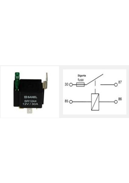 Mini Role 12V 30A 4 Uclu Sigortali