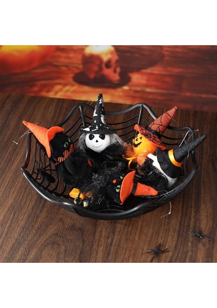 Halloween Ağ Şeklinde Plastik Malzeme Koyma Kasesi 28X8 cm Turuncu ve Siyah 2 Adet fiyatları