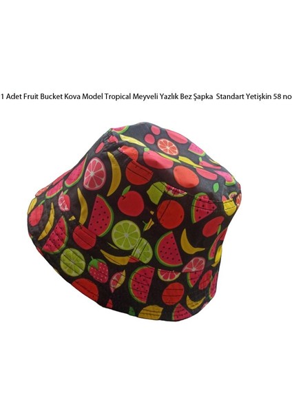Hawai Fruit Bucket Kova Model Tropical Meyveli Yazlık Bez Şapka Md2