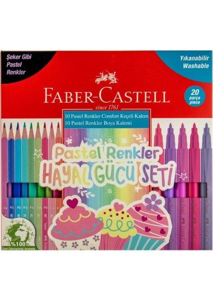 Pastel Renkler Hayal Gücü Seti 10 Keçeli Kalem + 10 Boya Kalemi - 20 Renk fiyatları