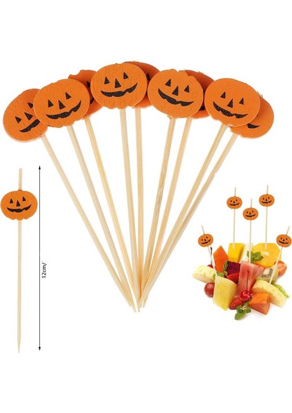 Halloween Temalı Turuncu Renk Balkabağı Ahşap Kürdan 25 Adet