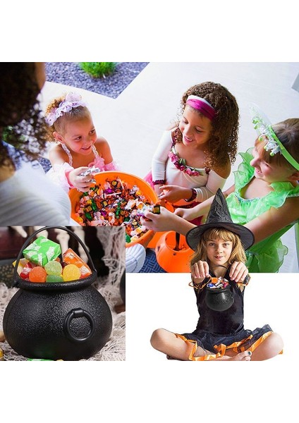 Halloween Cadı Kazanı Şeklinde Plastik Şeker Toplama Kovası Mini 3 Adet fiyatları