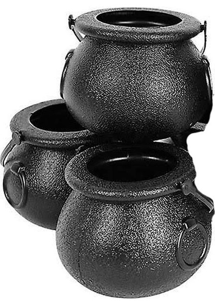 Halloween Cadı Kazanı Şeklinde Plastik Şeker Toplama Kovası Mini 3 Adet modelleri