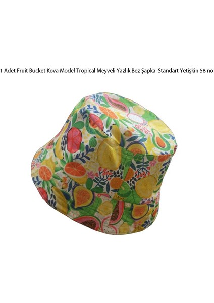 Hawai Fruit Bucket Kova Model Tropical Meyveli Yazlık Bez Şapka Md3