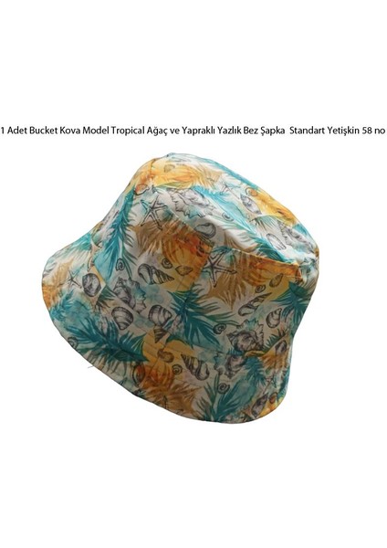 Hawai Bucket Kova Model Tropical Yapraklı Yazlık Bez Şapka Md5