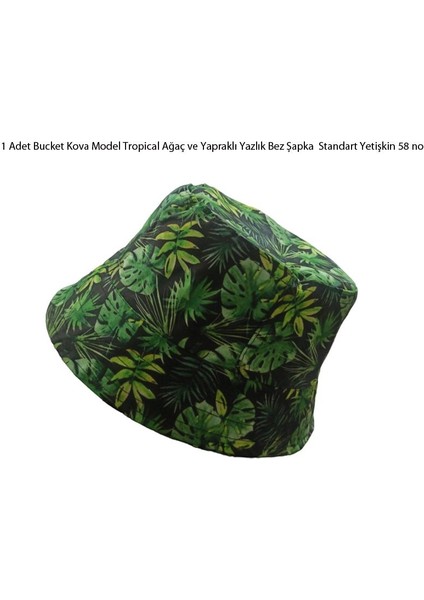 Hawai Bucket Kova Model Tropical Yapraklı Yazlık Bez Şapka Md7