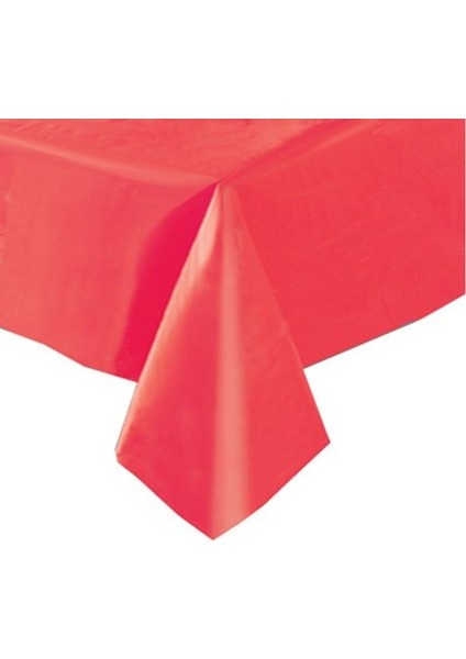 Plastik Parti Masa Örtüsü Kırmızı Renk 274 cm