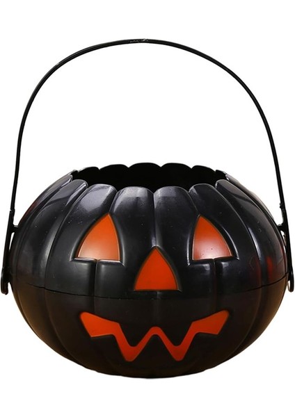 Halloween Siyah Renk Balkabağı Eklemeli Plastik Şeker Kovası 12X17,5 cm 1 Adet fiyatları