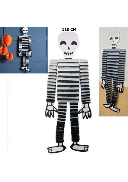 Halloween Kağıt Akordeon Iskelet Asma Süs 110 cm 1 Adet