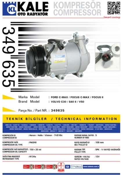 Klima Kompresörü Focus 2006-2012C Max (2007-2010) 110MM
