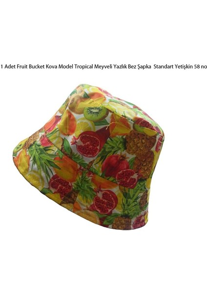 Hawai Fruit Bucket Kova Model Tropical Meyveli Yazlık Bez Şapka Md4