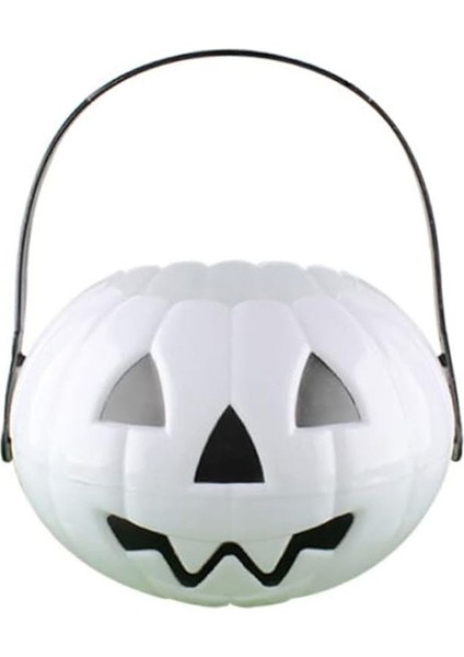 Halloween Beyaz Renk Balkabağı Eklemeli Plastik Şeker Kovası 12X17,5 cm 1 Adet fiyatları
