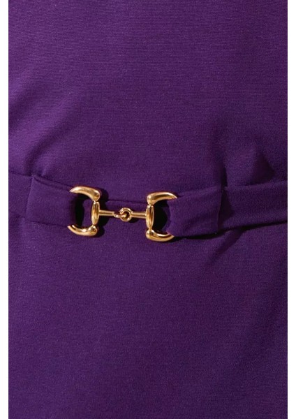 Kolları Şifon Ponte A-Line Elbise ( S-4xl)