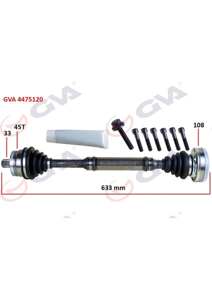 Komple Aks Sağ Abs'li A4 Passat 1.8t 1996-2001 (45 DIŞ)(633MM)