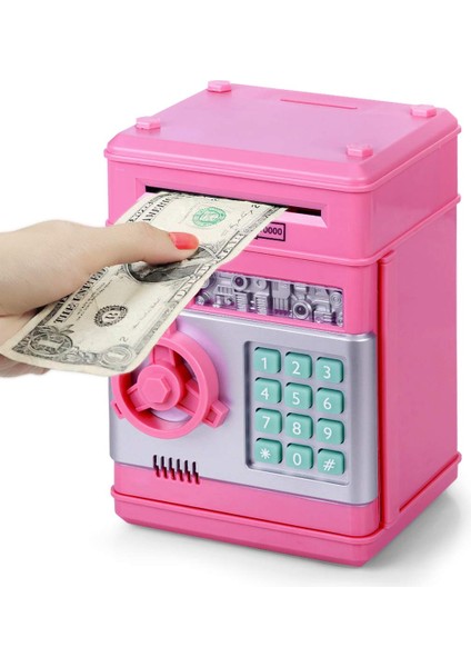 Pembe Elektronik Şifreli Kumbara Atm Görünümlü Hediyelik Finansal Yönetim Öğretici Kumbara Para Kasası