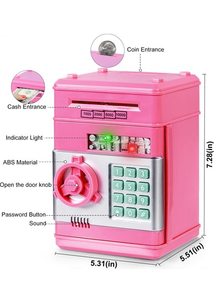 Pembe Elektronik Şifreli Kumbara Atm Görünümlü Hediyelik Finansal Yönetim Öğretici Kumbara Para Kasası