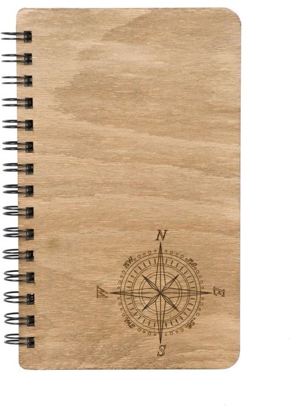 Pusula Tasarımlı Isme Özel Ahşap Defter