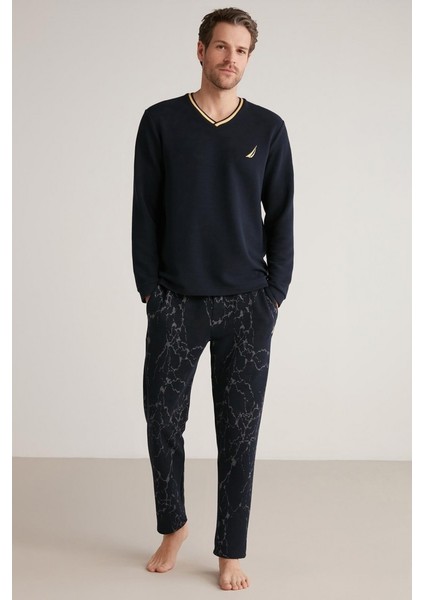 Yumuşak Dokulu Uzun Kol V Yaka Erkek Pijama Takım M608