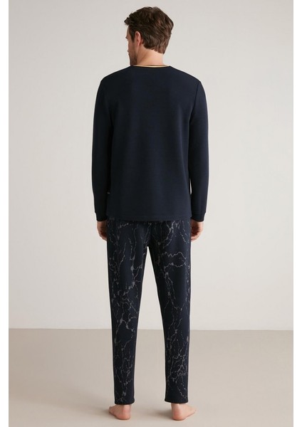 Yumuşak Dokulu Uzun Kol V Yaka Erkek Pijama Takım M608 fırsatları