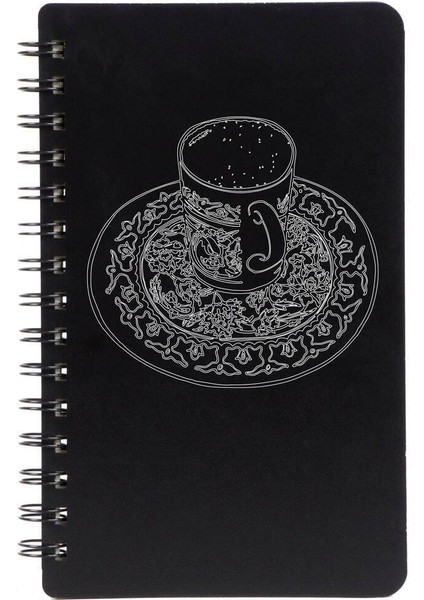 Otantik Fincan Tasarımlı Ahşap Kapaklı Defter