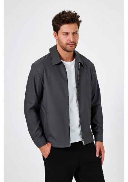 Gömlek Yaka Fermuarlı Mont (E24-00201)