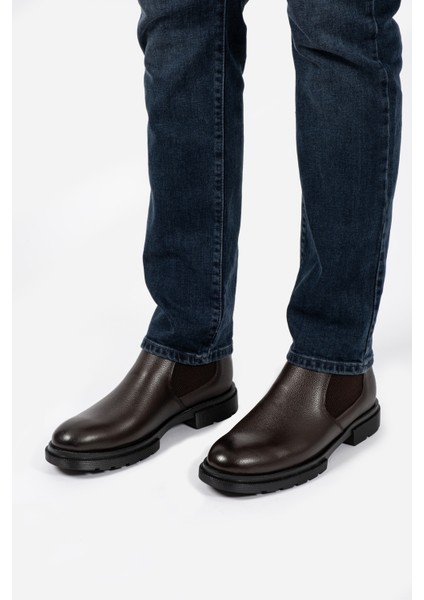 Hakiki Deri Kahverengi Su & Soğuğa Dayanıklı Kürklü Erkek Kışlık Bot LUASS25AL0030 fiyatları