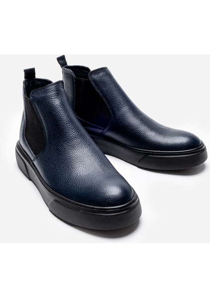Hakiki Deri Lacivert Ultra Rahat ve Hafif Chelsea Erkek Bot LUASS25AL0026
