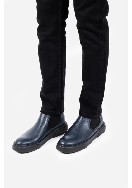 Hakiki Deri Lacivert Ultra Rahat ve Hafif Chelsea Erkek Bot LUASS25AL0026 fiyatları