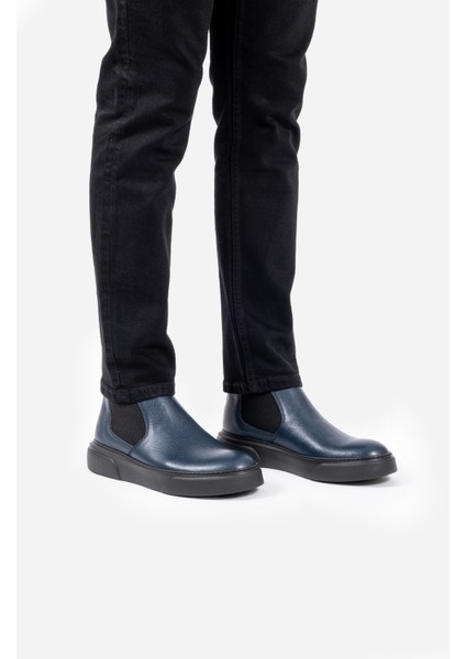 Hakiki Deri Lacivert Ultra Rahat ve Hafif Chelsea Erkek Bot LUASS25AL0026 fırsatları