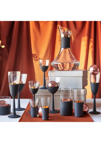 Vision Black 24 Ayar Altın Yaldızlı 250 ml 6 Parça Cam Meşrubat Bardağı 9-01010015 fiyatları