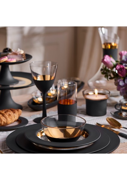 Vision Black 24 Ayar Altın Yaldızlı 250 ml 6 Parça Cam Meşrubat Bardağı 9-01010015 modelleri