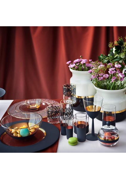 Vision Black 24 Ayar Altın Yaldızlı 250 ml 6 Parça Cam Meşrubat Bardağı 9-01010015 fırsatları