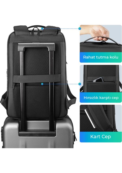 Compilo Laptop Sırt Çantası Kilitli USB Şarj Kitli Çantası MR9000_00 fırsatları
