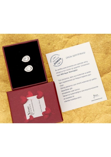 925 Ayar Gümüş Beyaz Damla Taşlı Anturaj Küpe fiyatları