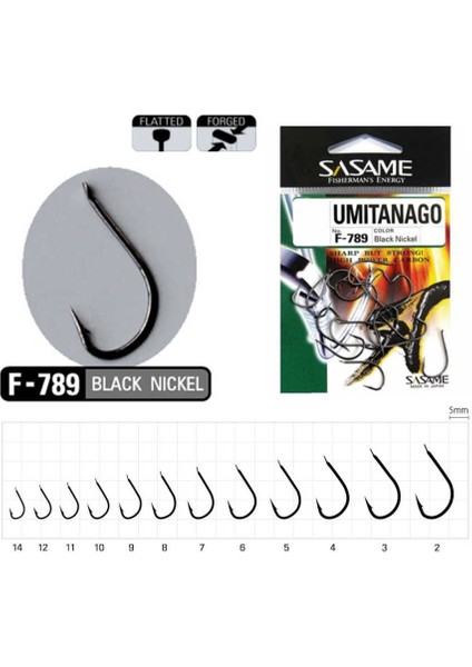 Umitanago Black F-789 Serisi Olta Iğnesi Standart-9