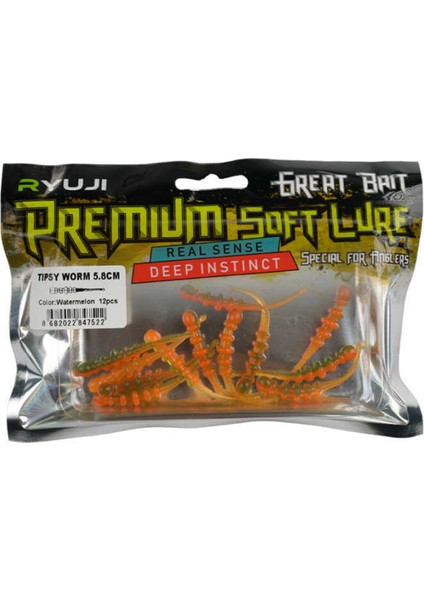 Tipsy Worm 5.8cm Silikon Yem (12 Adet) Pınk Glow-Standart