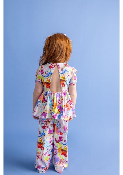 Desenli Arkası Üçgen Kız Çocuk Alt-Üst Takım fırsatları