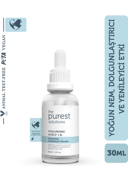 The Purest Solutions, Yoğun Nemlendirme ve Dolgunlaştırıcı etkili, Yenileyici Cilt Bakım Serumu 30 ml (Hyaluronic Acid %2 + B5)