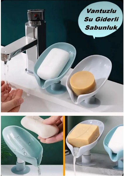 Sabunluk Su Giderli Vantuzlu Pratik Sabunluk Hijyenik Kaymaz Su Tutmaz Katı Sabunluk