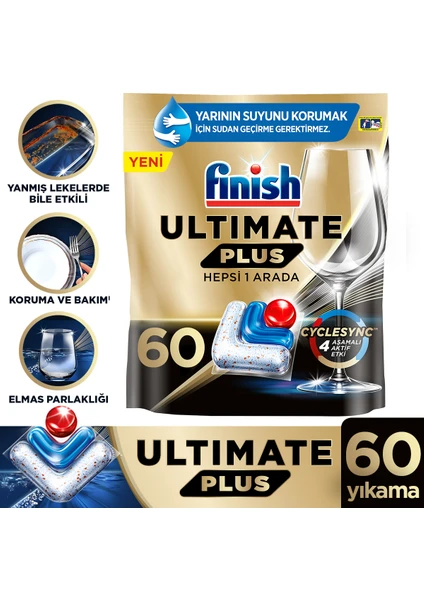 Ultimate Plus 60 Kapsül  Bulaşık Makinesi Deterjanı Tableti (1 x 60 Kapsül)