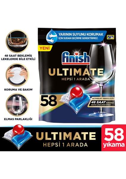 Ultimate 58 Kapsül Bulaşık Makinesi Deterjanı Tableti (1 x 58 Kapsül)