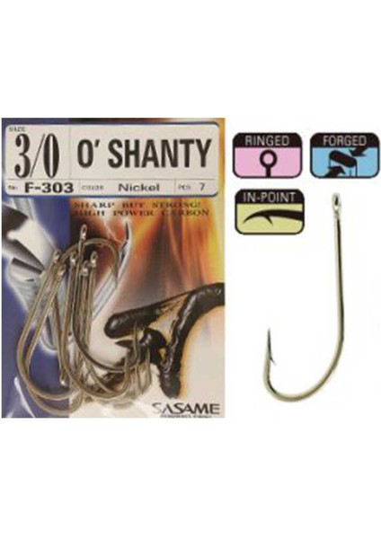 F-303 O Shanty Serisi Olta Iğnesi Standart-4/0